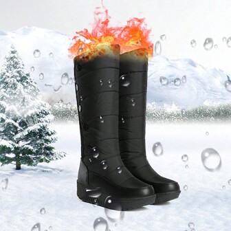 新款冬季保暖女式雪地靴，防滑户外加厚中筒平底鞋