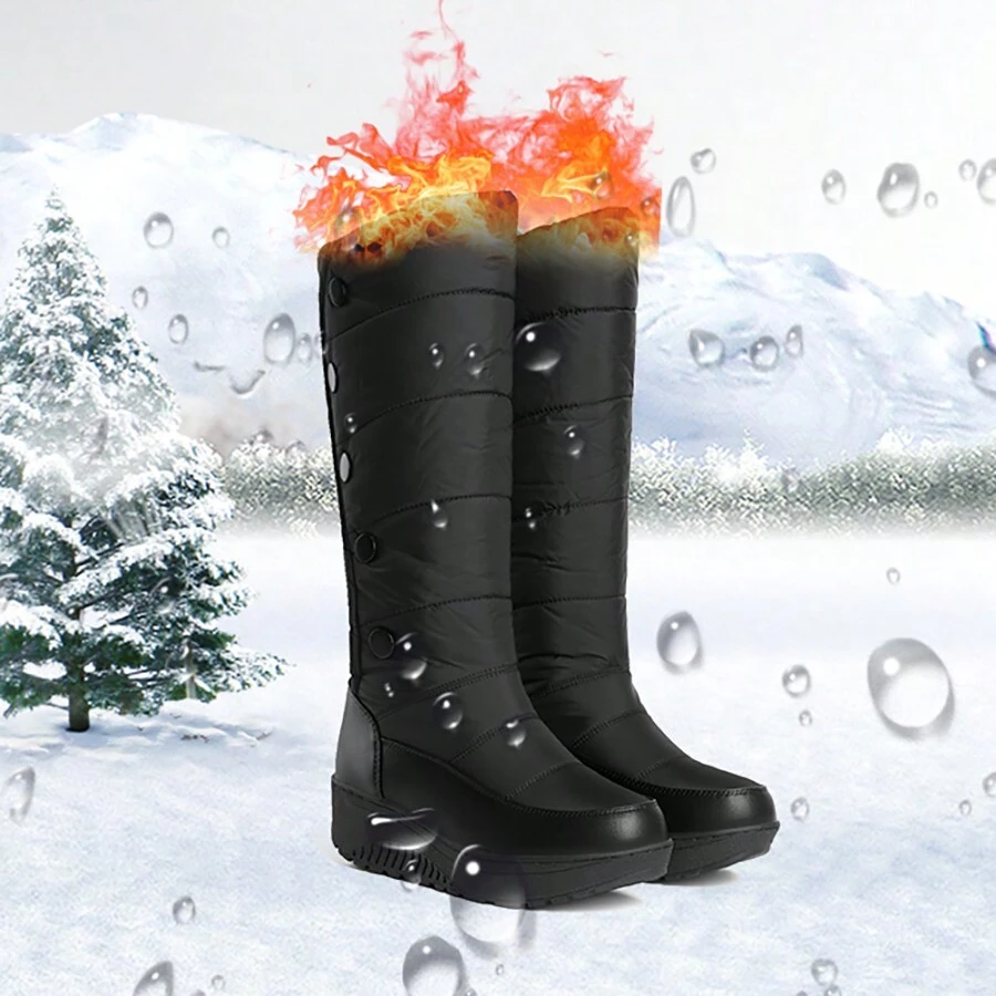 New Winter Warm Snow Boots For Women, Outdoor Sports Thick Mid-Calf Flat Heel Shoes
