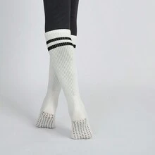 1 đôi Của phụ nữ Chóp giầy tròn Vớ Yoga Chống trượt Vớ Đối với Pilates Tập thể dục Với Không trượt & Thiết kế , Mùa Thu /đông - trắng - Xem 5