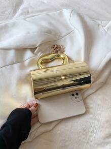 Mini Acrylic Metal Texture Handbag, Fashionable Crossbody Bag - Gold - View 4