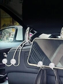 1入組不銹鋼轎車掛飾收納,帶鑽石的掛勾,汽車座椅靠背掛勾,極簡主義內飾配件