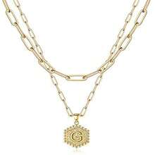 1pc Multi-layered 26 Letter Pendant Necklace With Hexagonal Collarbone Chain