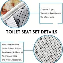 4入組聖誕節淋浴簾,防水淋浴簾附12掛鉤、浴室地墊、馬桶u型地墊、馬桶坐墊套、浴室裝飾、淋浴簾套裝適用於浴室