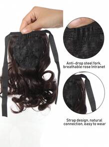 Synthetic Elastic Band Ponytail Extension With Short Curly Hair, Black/brown Color, Heat Resistant