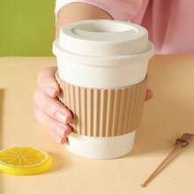 1個粉色簡約小麥稈杯子,帶蓋,易攜帶 - 粉紅色 - 查看 6