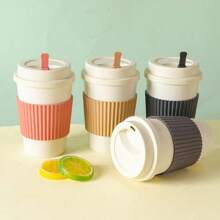 1個粉色簡約小麥稈杯子,帶蓋,易攜帶 - 粉紅色 - 查看 5