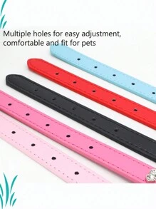 Pet Collar With Six Rhinestone Bone Decoration Exquisite And Shiny Dog Collar - Hot Pink - View 5