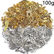 100克古銅金色和銀色珠子,diy項鍊、手鐲、耳環配飾、工藝吊墜 - 彩色 - 查看 1