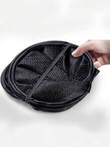 1個大容量帶手柄的彈起式洗衣籃 - 可折疊網狀洗衣籃,方便的家庭解決方案 - 黑色 - 查看 5