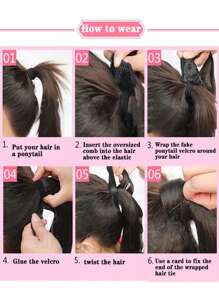 Synthetic Elastic Band Ponytail Extension With Short Curly Hair, Black/brown Color, Heat Resistant
