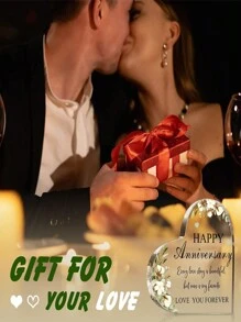 送给她的最佳周年纪念礼物，送给女士的周年快乐礼物，婚礼/情人节亚克力心形礼物，送给她、他、夫妇、妻子、丈夫、女朋友、男朋友