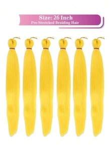 Easy Braid Pre Stretched Braiding Hair Extensions 26 Inch 1pack  Yaki Textured Crochet Synthetic Hair Hot Water Setting Crochet Extensions (26 Inch, 30 Inch)-Yellow - Yellow - View 4