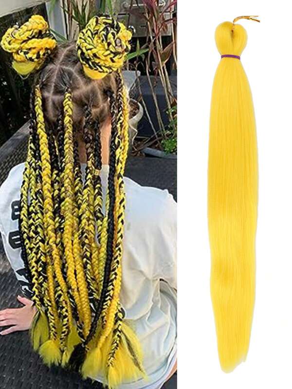 Easy Braid Pre Stretched Braiding Hair Extensions 26 Inch 1pack  Yaki Textured Crochet Synthetic Hair Hot Water Setting Crochet Extensions (26 Inch, 30 Inch)-Yellow