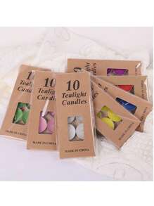10pcs/set Romantic Tea Light Candle For Decorating, Wedding & Proposal With Smoke-free Aluminum Shell - White - View 1