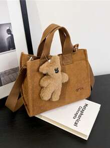 1pc Teen Girls' Candy Colored Pu Leather Small Square Crossbody Bag, Flap Closure, Suitable For Daily Use - Brown - View 1
