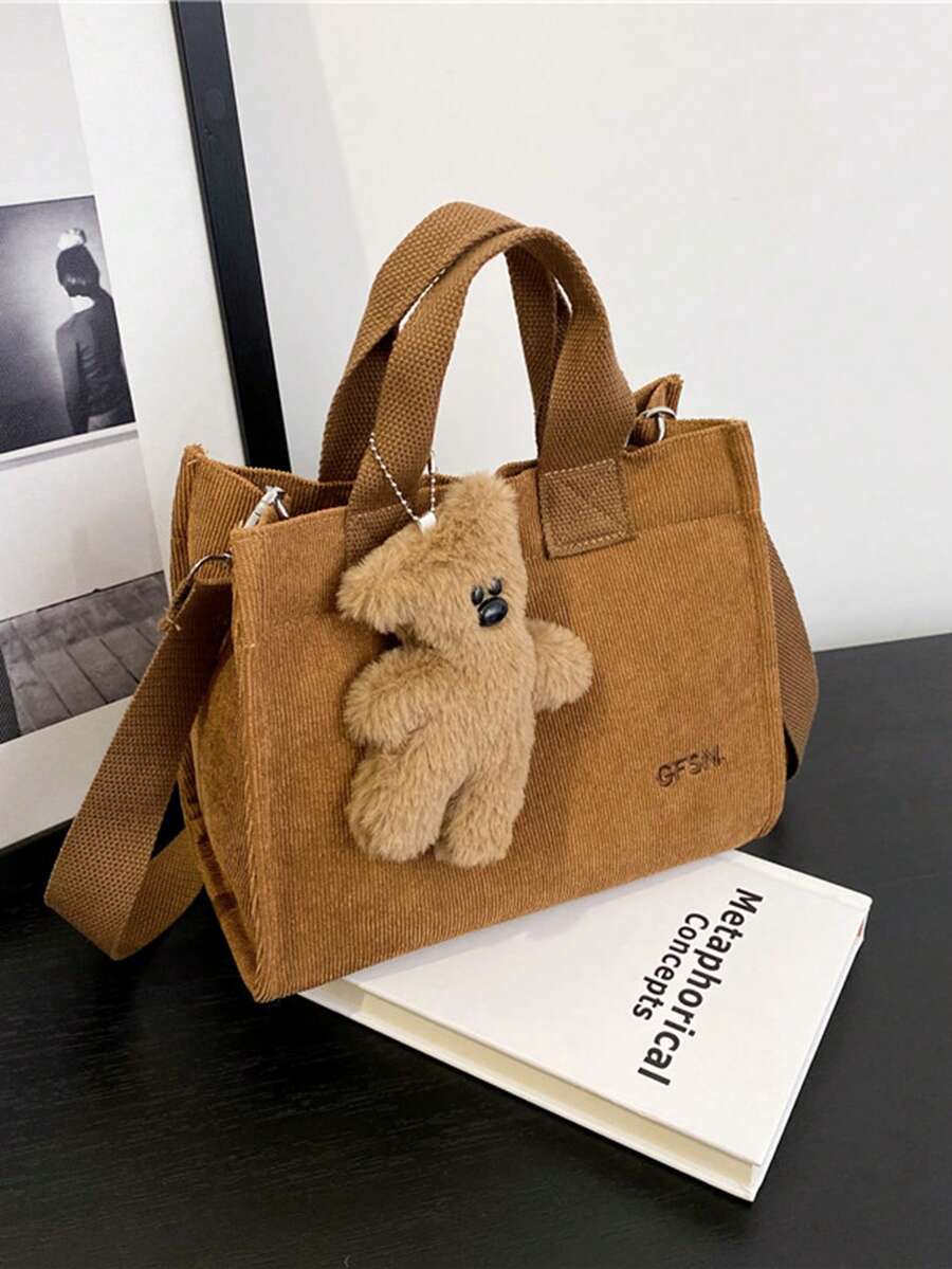 1pc Teen Girls' Candy Colored Pu Leather Small Square Crossbody Bag, Flap Closure, Suitable For Daily Use - Brown - View 1