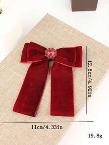 1個復古風格酒紅色太陽形鑲嵌鑽石絨帶蝴蝶結女士領結,適用於日常、派對、聚會 - 酒紅色 - 查看 5