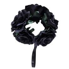 人造玫瑰花頭飾,夏威夷聖誕花環,新娘頭飾女性婚禮髮飾 - 藕粉色 - 查看 4