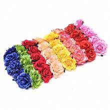 人造玫瑰花頭飾,夏威夷聖誕花環,新娘頭飾女性婚禮髮飾 - 藕粉色 - 查看 2