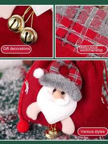 1個聖誕節禮物袋蘋果印花手提袋,適用於成人、兒童生日派對,聖誕節裝飾