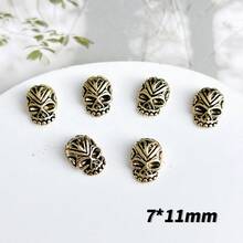 10 件装复古金色合金骷髅头美甲装饰 DIY