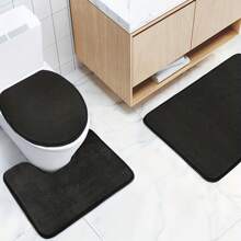 1pc Simple Soft Memory Foam Non-Slip Bath Mat For Bathroom Home Bathroom Decor Bath Rug Floor Carpet Outdoor Rug Door Mat Fall Decor Bathroom Accessories Back To School Entryway Decor - Black - View 3