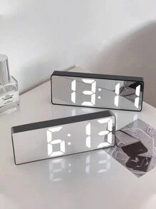 1 pieza Reloj despertador de mesa con espejo LED, reloj digital de sobremesa con función de repetición, luz nocturna y carga USB, para decoración del hogar, dormitorio, oficina y vuelta al colegio