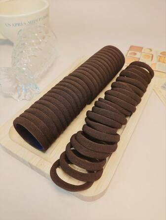 50 bruna hårsnoddar för kvinnor, sömlösa hårsnoddar, elastisk hästsvanshållare, skadar inte tjockt hår, vardagligt hår, håraccessoarer, hårrep, hårnålar