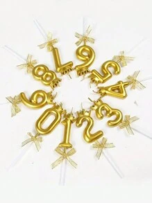 1 件金色数字蜡烛 0-9 带皇冠和蝴蝶结装饰，适用于生日和派对蛋糕装饰，