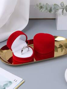 1只創意復古愛心戒指盒,適用於情人節、母親節、教師節、訂婚