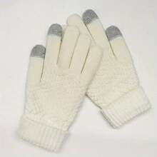 冬季加厚保暖羊毛手套戶外防風自行車手套觸控手套 - 黑色 - 查看 4