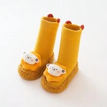 婴幼儿鞋 保暖舒适轻便运动鞋 防滑防踢 可爱卡通动物 手工缝制平底鞋 鞋底柔软 - 黃色 - 查看 2