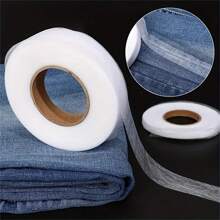 2入組1cm / 0.4in 寬度，60米長的雙面膠布，適用於衣服，縫邊膠帶，PA膠貼合布料，可用於綁定和熨燙窗簾、熔接補正布 - 白色 - 查看 12