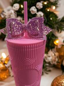 Accesorio para vasos de bebidas, tipo Star, moño decorativo, brillante, para popote, moños con brillos para termo. - Multicolor - Ver 11