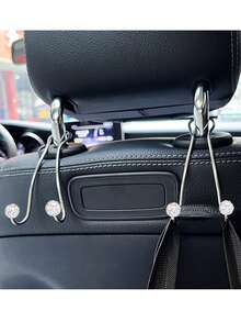 1 件不銹鋼汽車掛件收納帶鑽石掛鉤,汽車座椅背掛鉤,簡約內裝配件