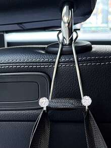 1 件不銹鋼汽車掛件收納帶鑽石掛鉤,汽車座椅背掛鉤,簡約內裝配件