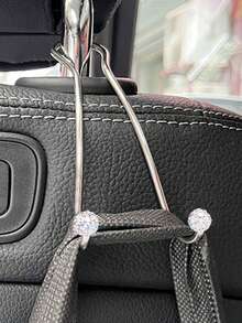 1 件不銹鋼汽車掛件收納帶鑽石掛鉤,汽車座椅背掛鉤,簡約內裝配件