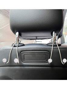 1 件不銹鋼汽車掛件收納帶鑽石掛鉤,汽車座椅背掛鉤,簡約內裝配件