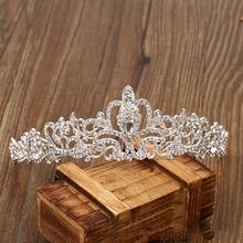 1個新娘髮飾,大型皇冠形狀的髮帶,鑲有水鑽,完美適用於婚禮儀式