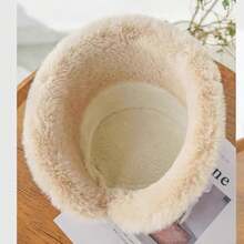 1入組冬季保暖捲邊帽，毛絨加厚耳朵保暖帽，適合女性聖誕節禮物，冬季毛絨桶帽女加厚保暖防寒多功能蒙古帽，保暖毛絨加厚秋冬耳罩帽女性
