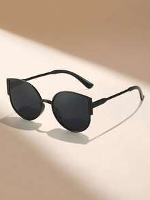 1 副猫眼形时尚眼镜，男女通用，适合日常装饰搭配 - 黑色 - 查看 3