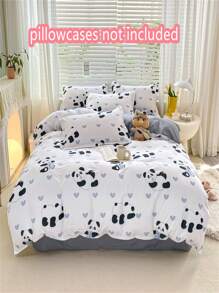 1入組多色聚酯動物圖案羽絨被套簡約風格，優質布料柔軟舒適裸睡，吸濕排汗保持乾爽，長時間洗滌不變新不起球或褪色，耐溫控溫四季，透氣，天然潔淨潔白柔軟無污染四季通用 - 彩色 - 查看 1