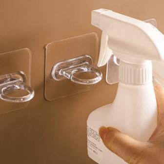 6入組/袋圓形掛勾自粘掛勾窗簾杆托架,無需鑽孔淋浴露掛勾,廚房浴室壁掛組織架