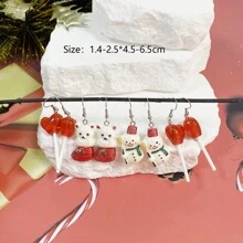 4 cặp/bộ Chuông lấp lánh Giáng sinh, Cây, Tuần lộc, Mũ, Vớ, Găng tay, Bộ bông tai thiết kế người tuyết & bông tuyết, kèm thiệp chúc mừng (Ngẫu nhiên) - Nhiều màu - Xem 27