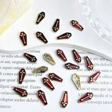 10入組復古盾牌&設計金色diy指甲藝術裝飾,合金材質