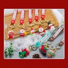 5 Piezas Llaveros Con Temática Navideña, Incluyendo Diseño De Árbol De Navidad Y Ciervo - Multicolor - Ver 5