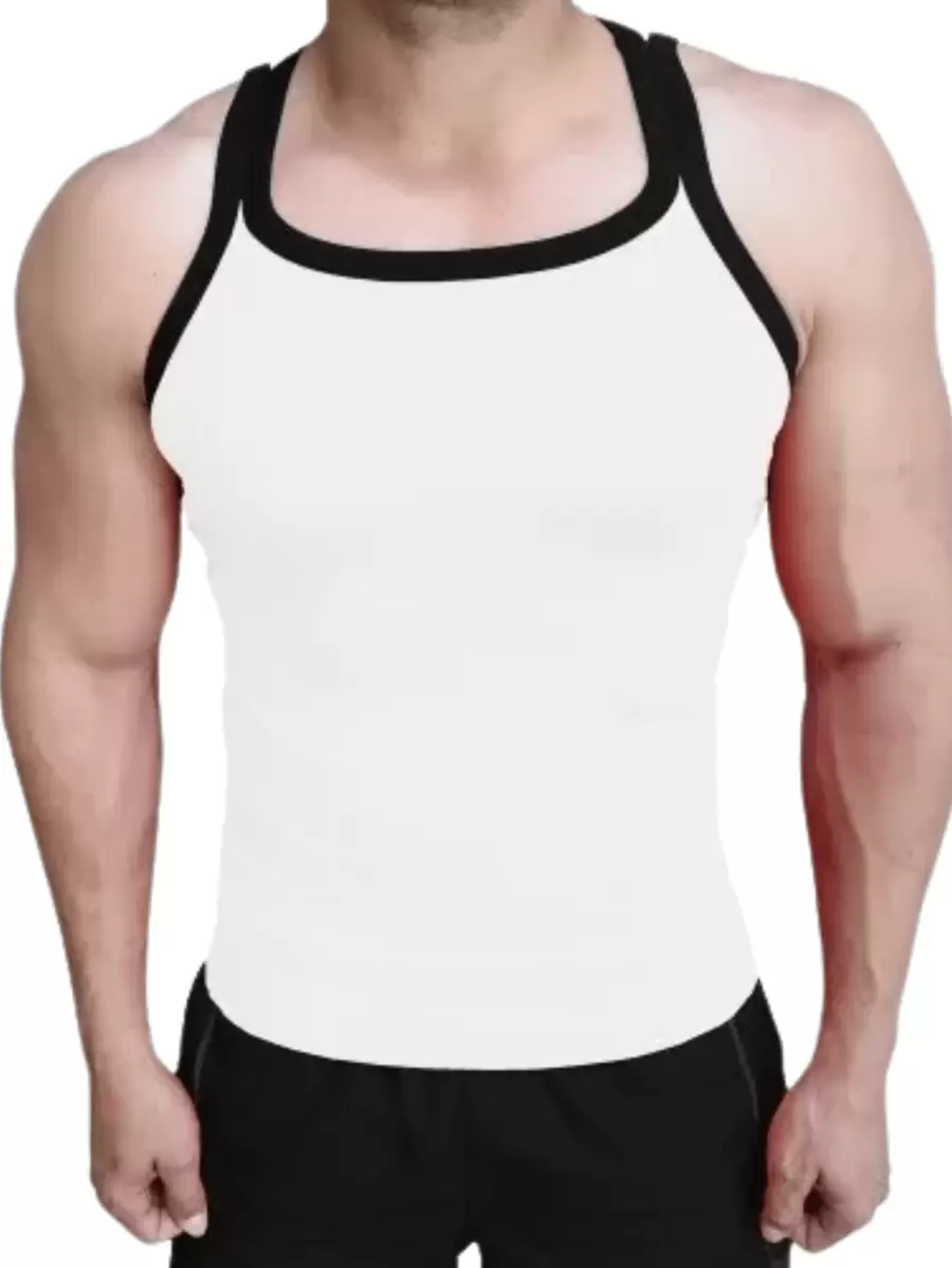 Men Tank Tops - 白色 - 查看 1