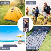 Camping Mat Inflatable Sleeping Mat with Built-In Foot Pump Camping Mattress Self Inflating Sleeping Pad Waterproof Camping Mat Single Camp Bed Mattress for Backpacking, Camping, Hiking (Navy Blue) - Navy Blue - View 6