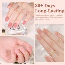 Gelhr 6種顏色的凝膠指甲油套裝 - 透明粉色膚色凝膠指甲油入門套裝,全季節中性棕色浸泡凝膠指甲套裝及附有指甲乾燥器,diy指甲美甲沙龍家用假期禮物適用於女孩 - 裸粉色 - 查看 3