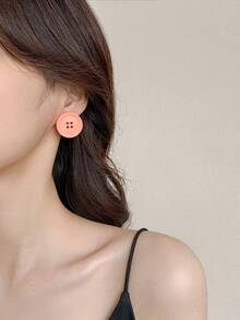 1 套 4 對 歐美流行橙色蝴蝶結和噴漆斜心形耳環適合女士日常佩戴